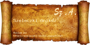 Szeleczki Anikó névjegykártya